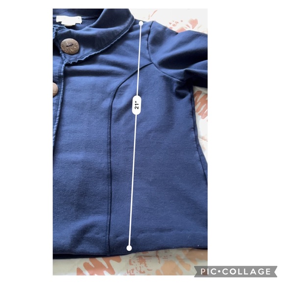 soft surroundings  crop coat cotton large button down - Picture 6 of 9